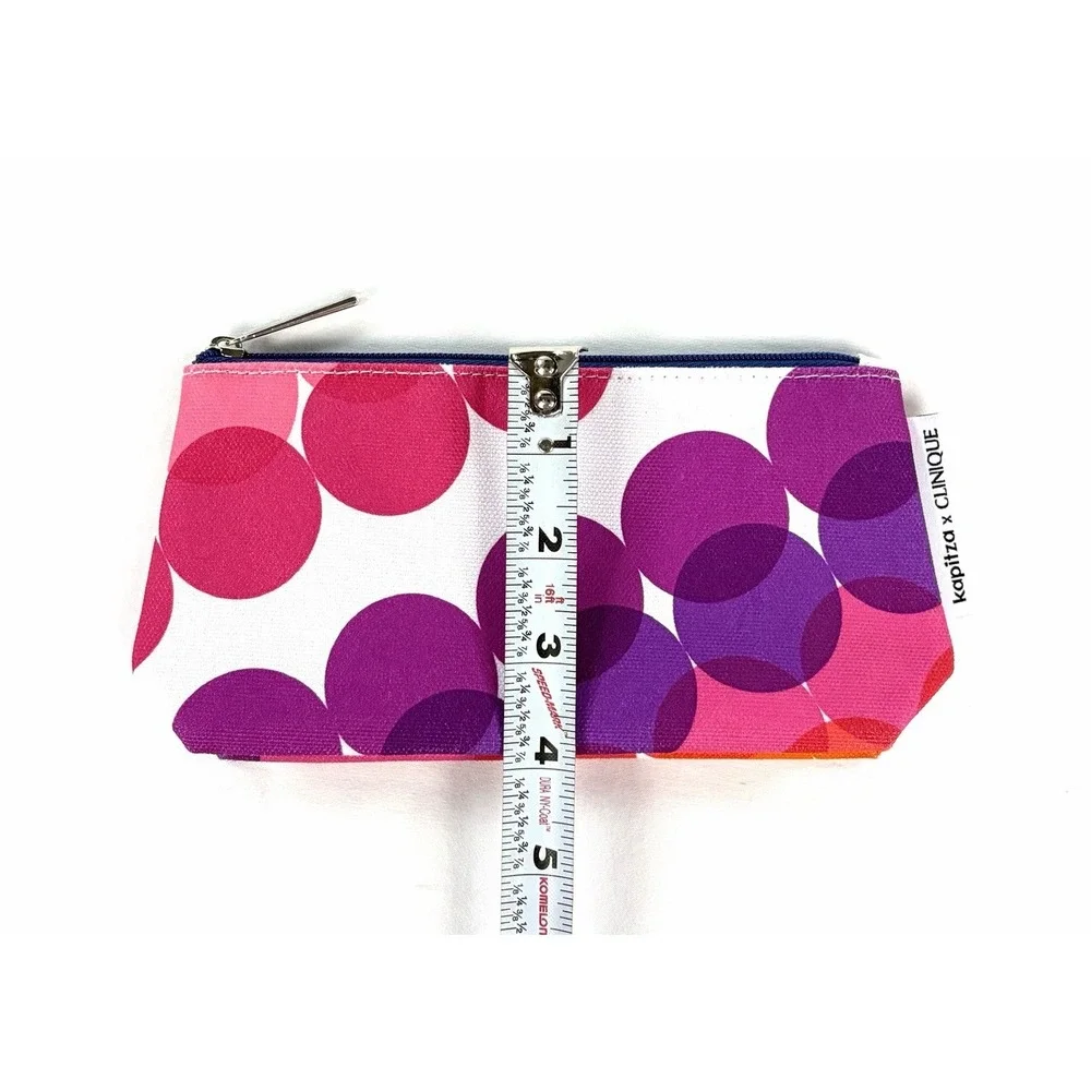 New Kapitza x Clinique Cosmetic Makeup Bag Pouch Geometric Circles Colorful Zip